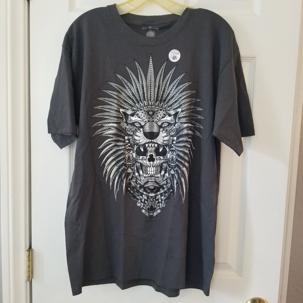 Mi Tierra Mexico Shirt Mens L Med Grey Short Sleeve Graphic T Shirt  NEW Skull